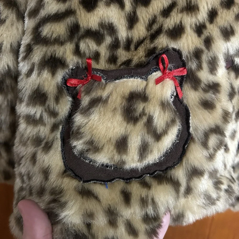 Girls Starting Out Size 24M Leopard Coat, Hooded‎ Pockets Faux Fur